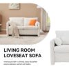 Modern Loveseat Sofa 2 Seater Plush Chenille Fabric Couch With High Density Foam Cushions - Ivory White - Image 5
