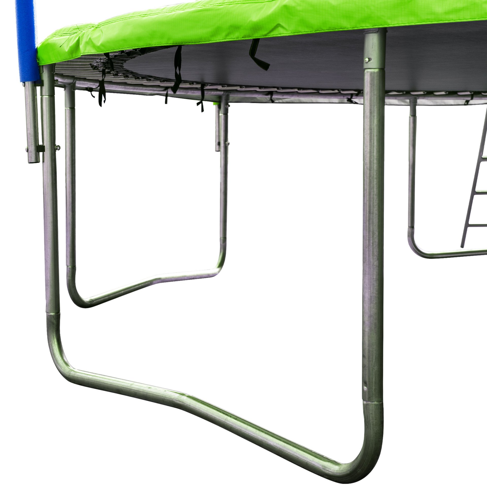 Trampoline For Adults & Kids With Basketball Hoop, Outdoor Trampolines With Ladder And Safety Enclosure Net For Kids And Adults - Green / Blue - Image 7