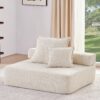 Loveseat Frame For Oversized Modular U Shaped Sectional Floor Couch Convertible Compressed Couch, Spacious Foam Filled Sofa - Beige - Image 8