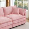Contemporary Modular Sectional Sofa L Shaped 3 Seater With Movable Ottoman 105 Inch - Pink - Image 11