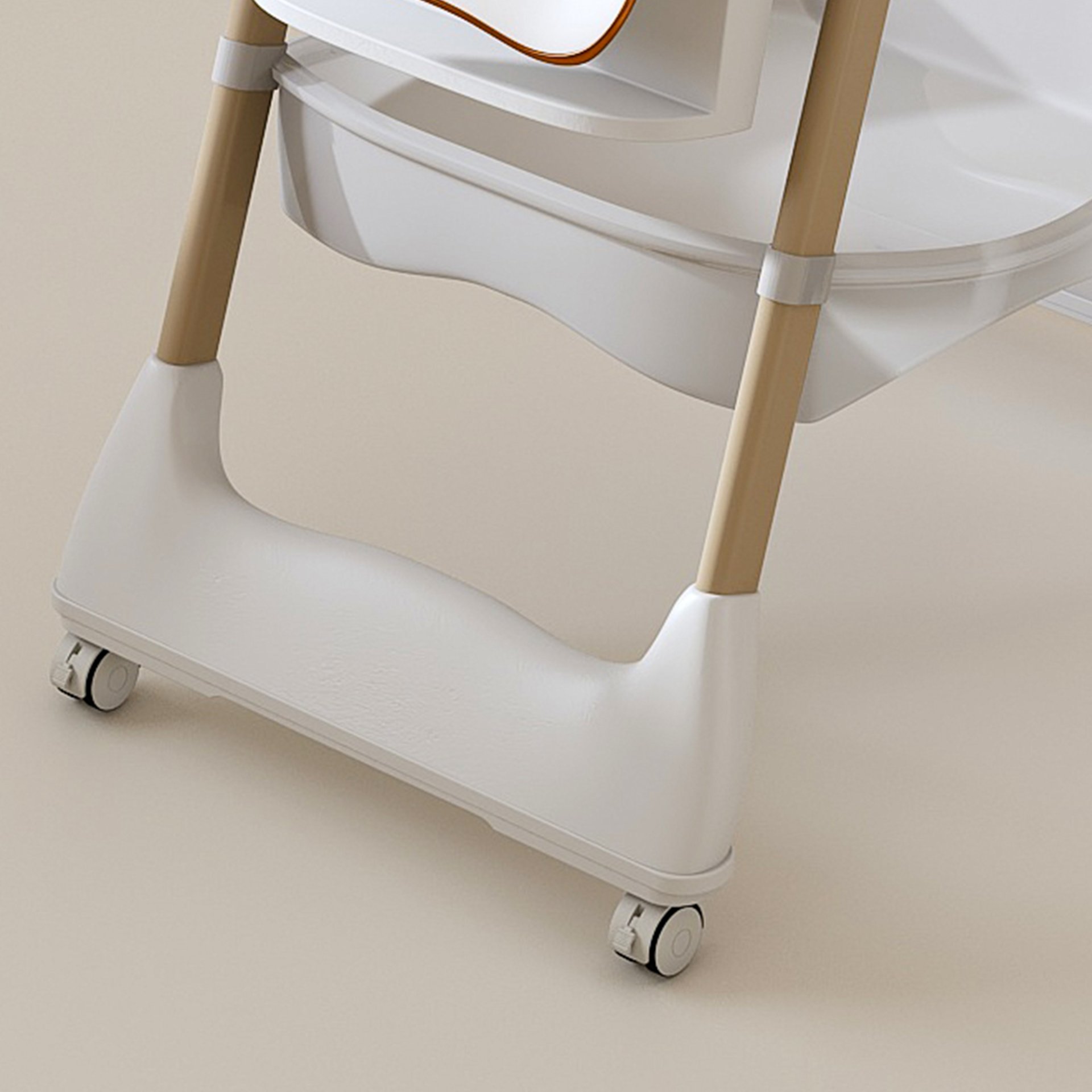 Adjustable Baby High Chair 0 - 6 Years, Portable Infant Feeding Seat With Safety Belt, Silent Lockable Wheels - White - Image 8