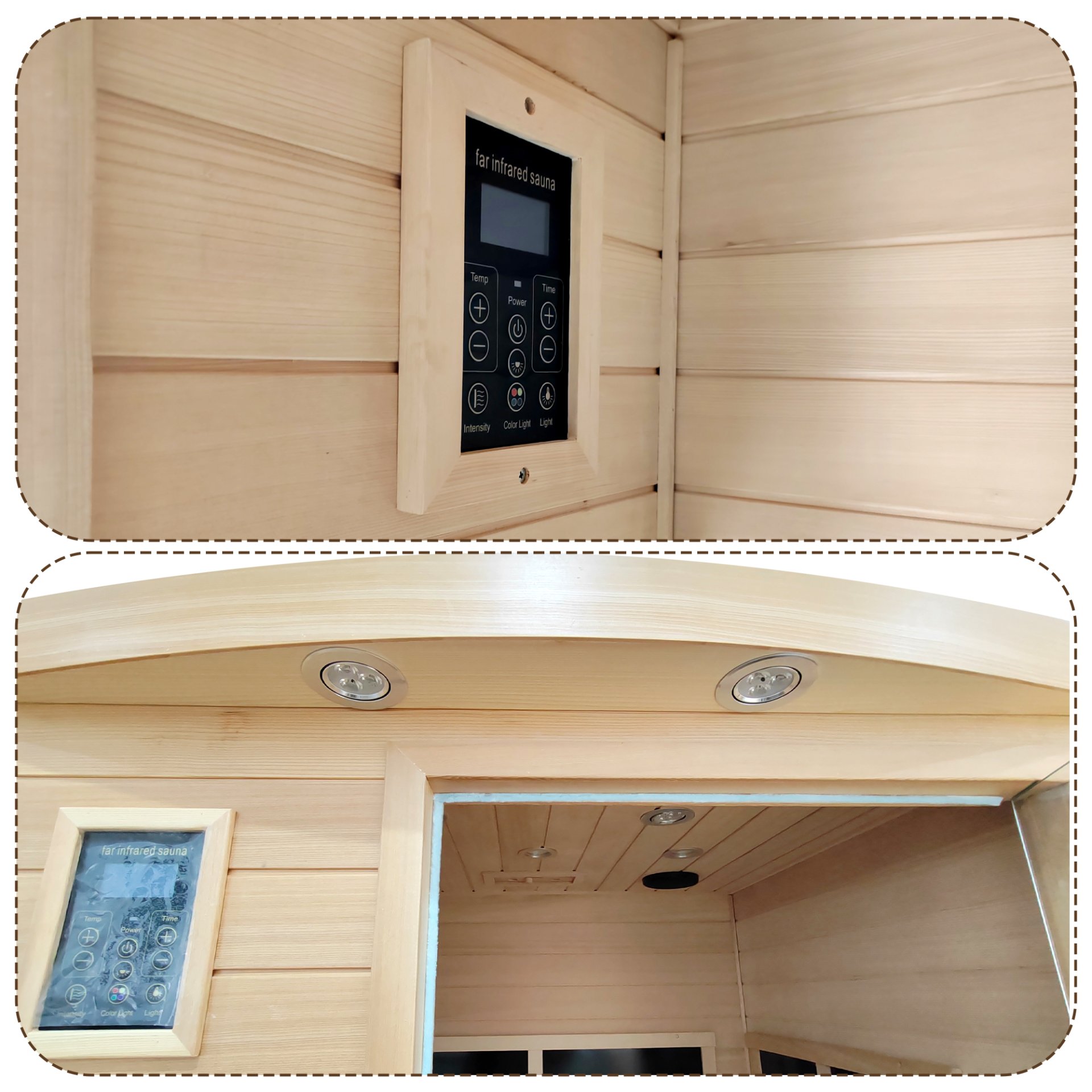 Low Emf Front Door With Heating Panel 2 Person Hemlock Far Infrared Indoor Suana Room - Natural - Image 12