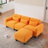 Teddy Fleece Creative Sofa Can Be Assembled Into A Two-Seater Sofa With A Single Couch With Three Waist Pillows To Perfectly Stretch Your Waist For Small Apartment Bedroom Spaces - Orange - Image 2