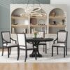 5 Piece Dining Set Retro Extendable Round Table And 4 Chairs For Kitchen Dining Room - Black - Image 2