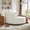 360 Degree Swivel Chair Accent Barrel Chair With Removable Pillows Chenille Fabric - Beige - Image 13