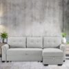 Hunter - Linen Reversible Sleeper Sectional Sofa With Storage Chaise - Light Gray - Image 7