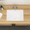 Undermount Rectangular Bathroom Sink With Overflow - White - Image 2