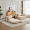 Convertible Floor Sofa Bed With Fixed Shape Frame, Loveseats Boneless Modular Sectional, For Living Room - Beige - Image 18