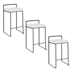 Fuji - Contemporary Stackable Counter Stool (Set of 3) - White / Black