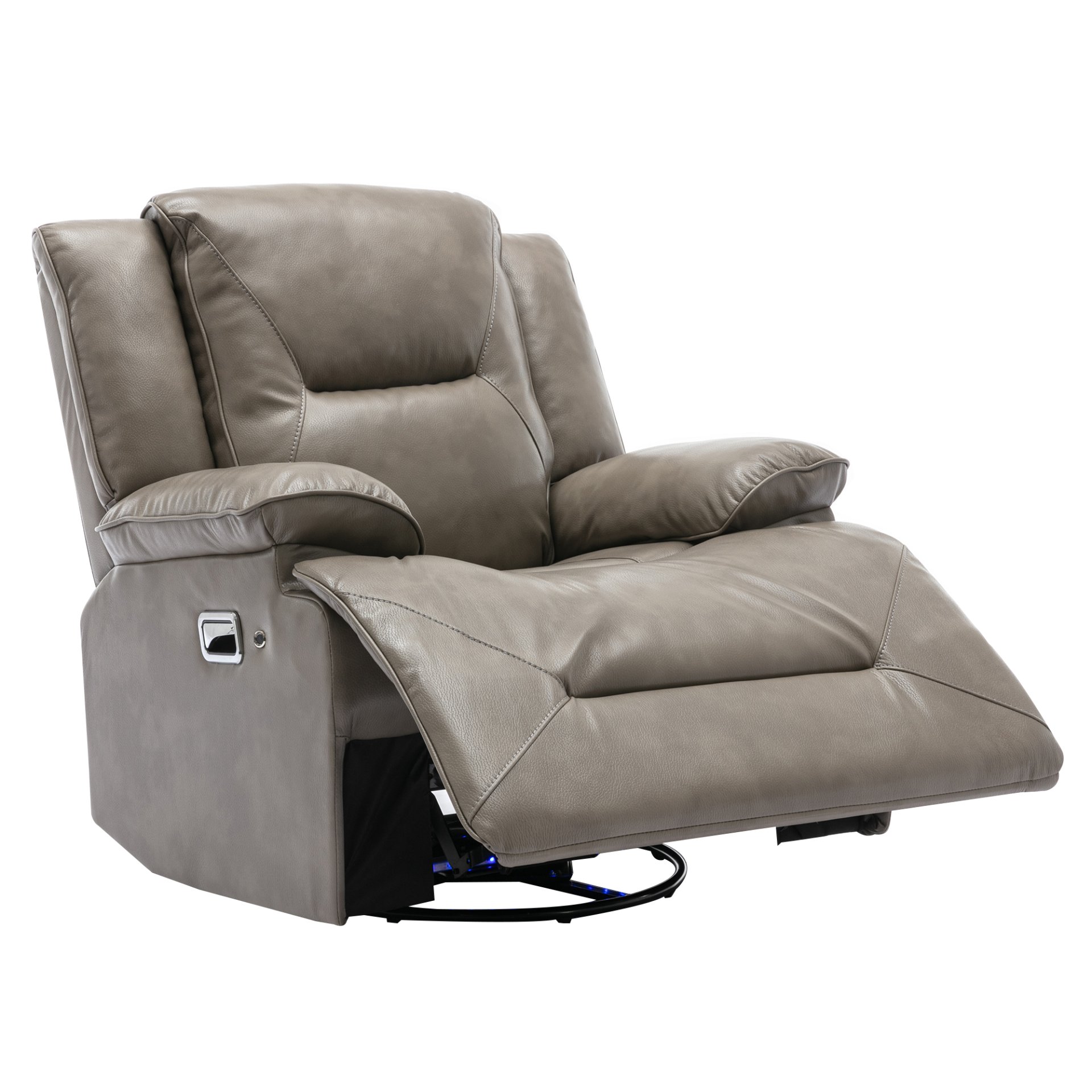 360° Swivel And Rocking Home Theater Recliner Manual Recliner Chair With A Led Light Strip For Living Room - Gray - Image 11
