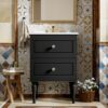 Bathroom Vanity Cabinet With Ceramic Sink Combo Set, Frame Modern Bathroom Storage Cabinet With 2 Drawers - Black - Image 4