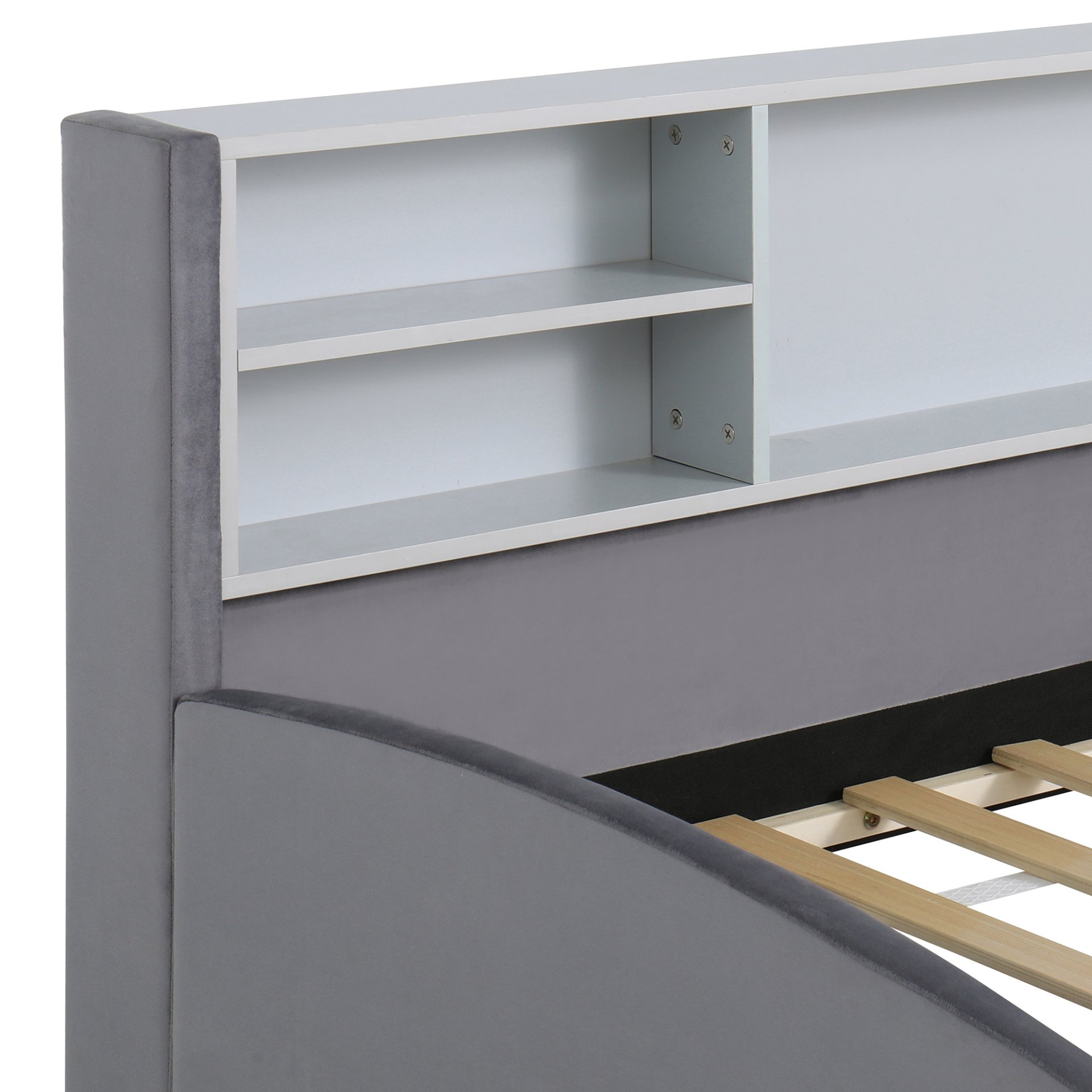 Twin Size Upholstered Platform Bed With Storage Drawers And Headboard - Gray - Image 15