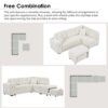 Sectional Sofa L-Shaped Sofa Couch Pull-Out Sofa Bed With A Movable Ottoman, Two USB Ports And Two Cup Holders For Living Room - Beige - Image 7