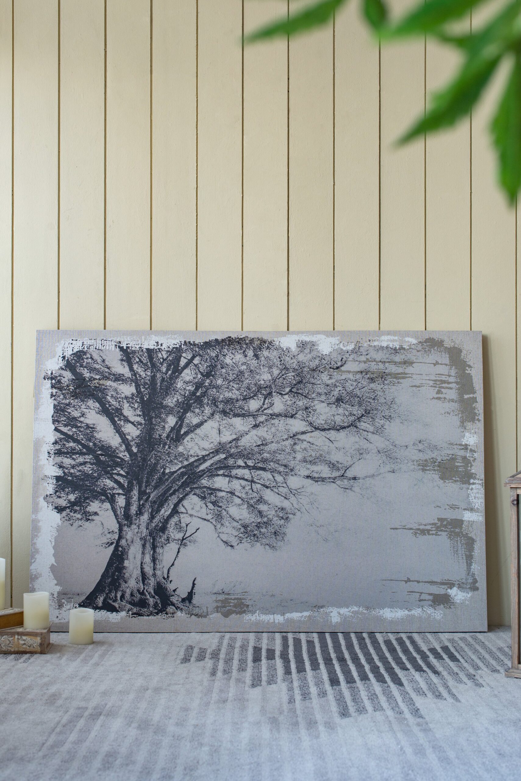 Large Arboreal Shelter Canvas Art Print, Traditional Style Floral Wall Art, Home Decor Accent Piece - Gray / White Matte - Image 6