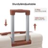 Luggage With Tsa Lock Spinner Wheels Hardside Expandable Luggage Travel Suitcase Check In Luggage ABS 24" - Brown / White - Image 3