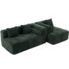 Sectional Sofa Full Compressed Sofa Modular Sofa Couch Free Combined Sofa With Deep Seating And 2 Side Pockets For Living Room - Green - Image 23