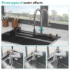 Drop In Waterfall Kitchen Sink With Pull Out Faucet & Cup Washer, 16 Gauge Stainless Steel - White - Image 7
