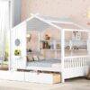 Full Size House Bed With 2 Drawers, Kids Bed With Storage Shelf - White - Image 18