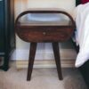 Wooden Circular Bedside Table With Open Slot - Walnut - Image 10