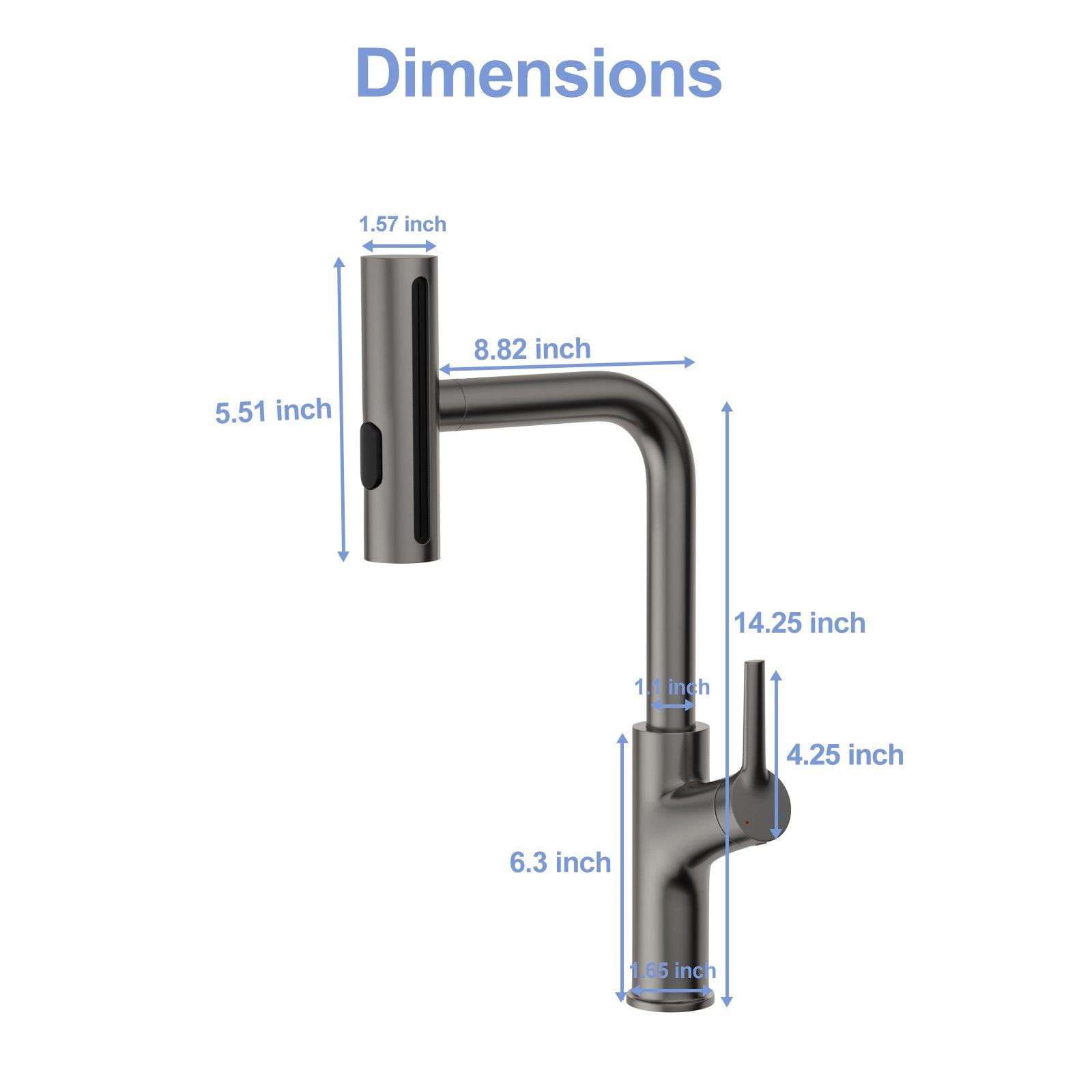 30" Drop In Kitchen Sink With Pull Out Faucet And Soap Dispenser 16 Gauge T 304 Single Bowl Topmount Sink - Gunmetal Black - Image 16