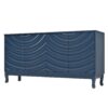 Elegant Sideboard With Sophisticated Wavy Pattern Doors And Arched Groove Design, Adjustable 4 Door Layout - Navy Blue - Image 8