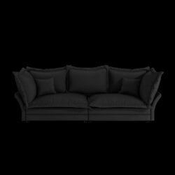 Modern Comfy Upholstered Sofa Cloud Couch, Deep Seat Couches With Multiple Large Soft Pillows, Convertible Deep Seat Chaise Longue For Living Room - Black