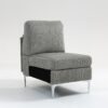 Modular Sectional Sofa Armless Seat Module, Corduroy Sectional Couch, Single Couch Modular Armless Accent Chair With Back Cushion - Gray - Image 4