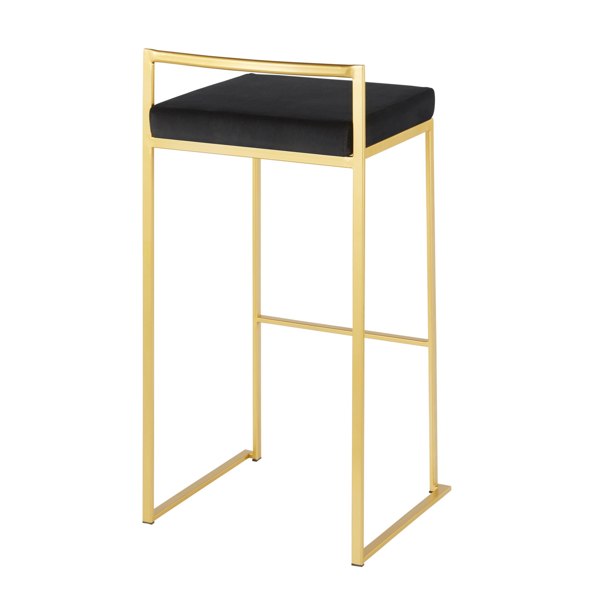 Fuji - Contemporary Barstool (Set of 2) - Gold / Black - Image 4