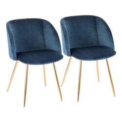 Fran - Contemporary Chair (Set of 2) - Gold / Blue