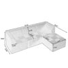 Modern Minimalist L Shape Modular Sectional Sofa Compressed Corduroy Couch - Beige - Image 2