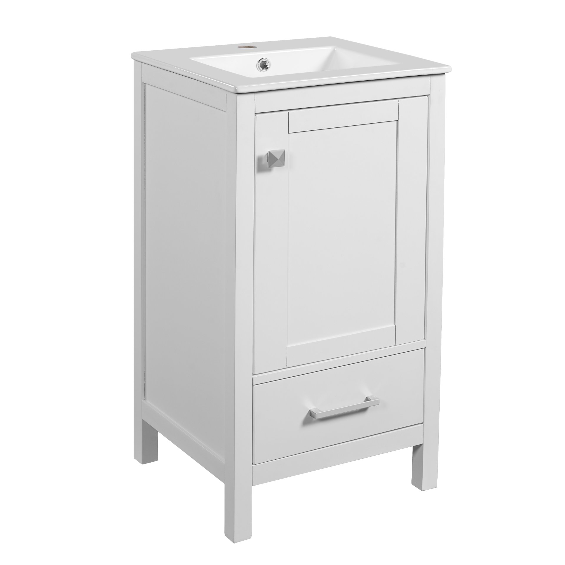 18" Bathroom Vanity With Sink, Soft Close Drawers, Door Organizer, Divider Drawer, Adjustable Foot Pads - White - Image 13