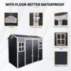 Resin Outdoor Storage Shed With Two-Window And Double-Door, Plastic Shed With Floor For Gargen, Patio, Yard, Lawn - Black - Image 6