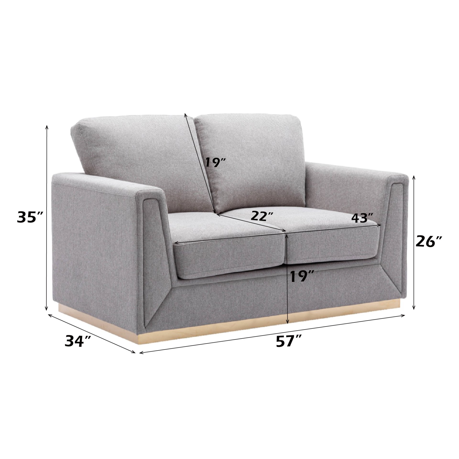 Valin - 3 Piece Living Room Set Meeting Room And Small Apartment Sofa Loveseat Chair - Gray - Image 3