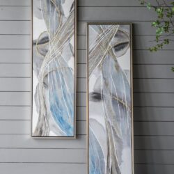 Elongated Modern Abstract Oil Paintings, Wall Art For Living Room Dining Room Bedroom Office Entryway (Set of 2) - Multicolor