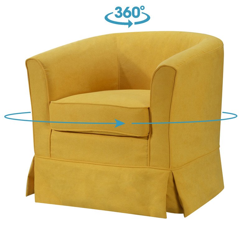 Tucker - Woven Fabric Swivel Barrel Chair - Yellow - Image 5