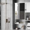 Modern Wall Mounted Bathroom Medicine Cabinet, Bathroom Wall Storage Cabinet With Mirror, Over The Toilet Space Saver Cabinet With Towels Bar - White - Image 25