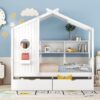 Twin Size House Bed With 2 Drawers, Kids Bed With Storage Shelf - White - Image 17
