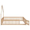 Full House-Shaped Headboard Floor Bed With Fence - Natural - Image 9