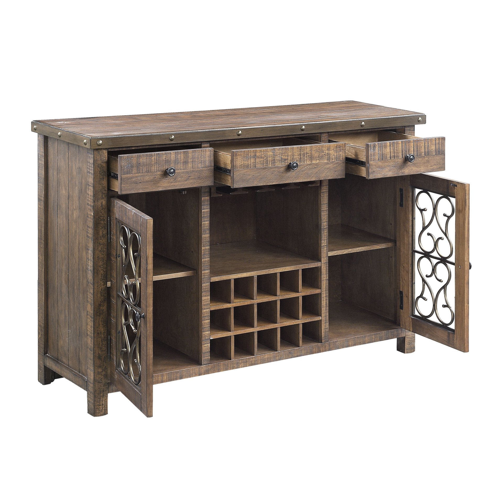 Raphaela - Server With Cup Holder & Wine Rack - Cherry - Image 6