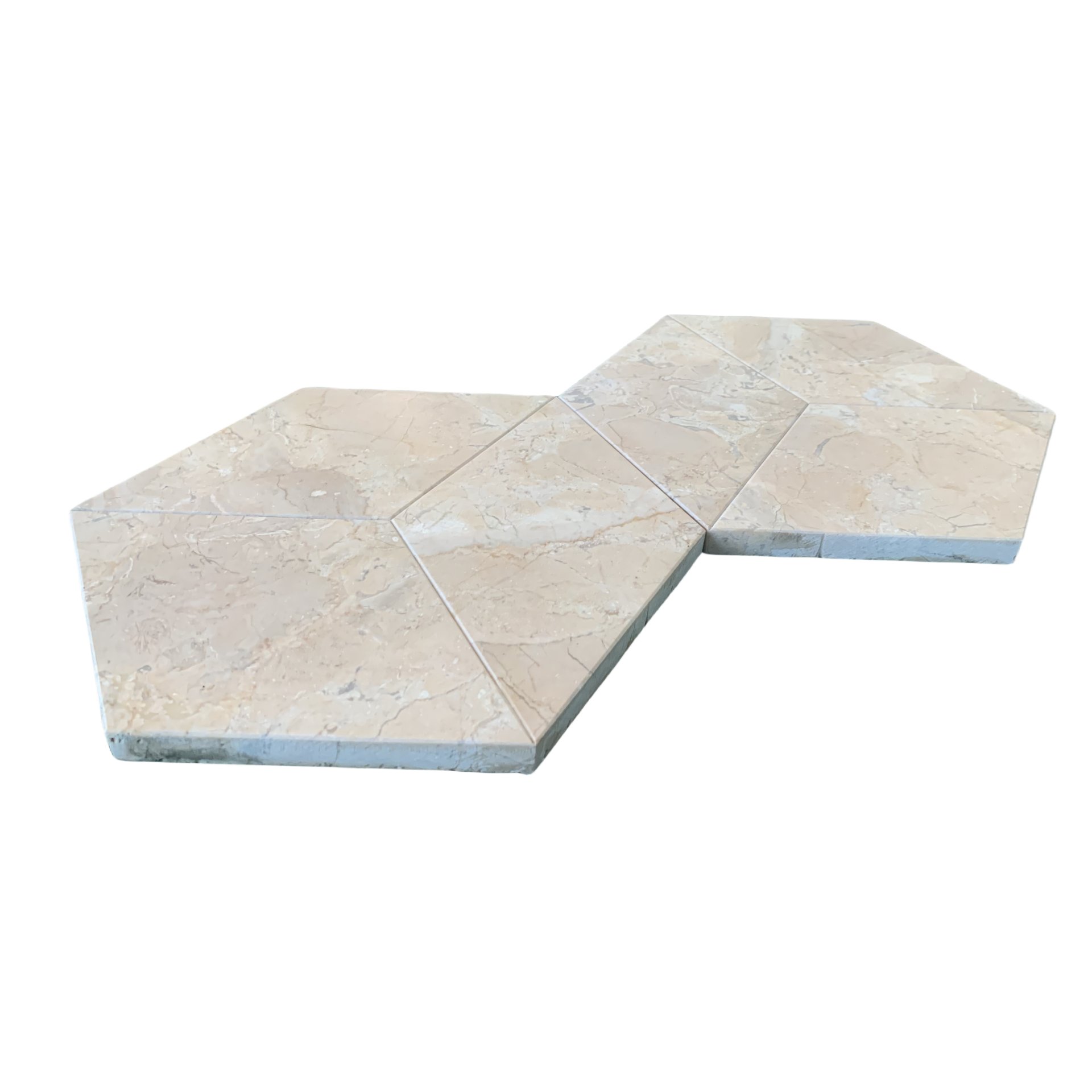 Hexagon Marble Tile For Floor And Wall Honed Stone 1 Box With (Set of 12) - Beige / Gold - Image 4