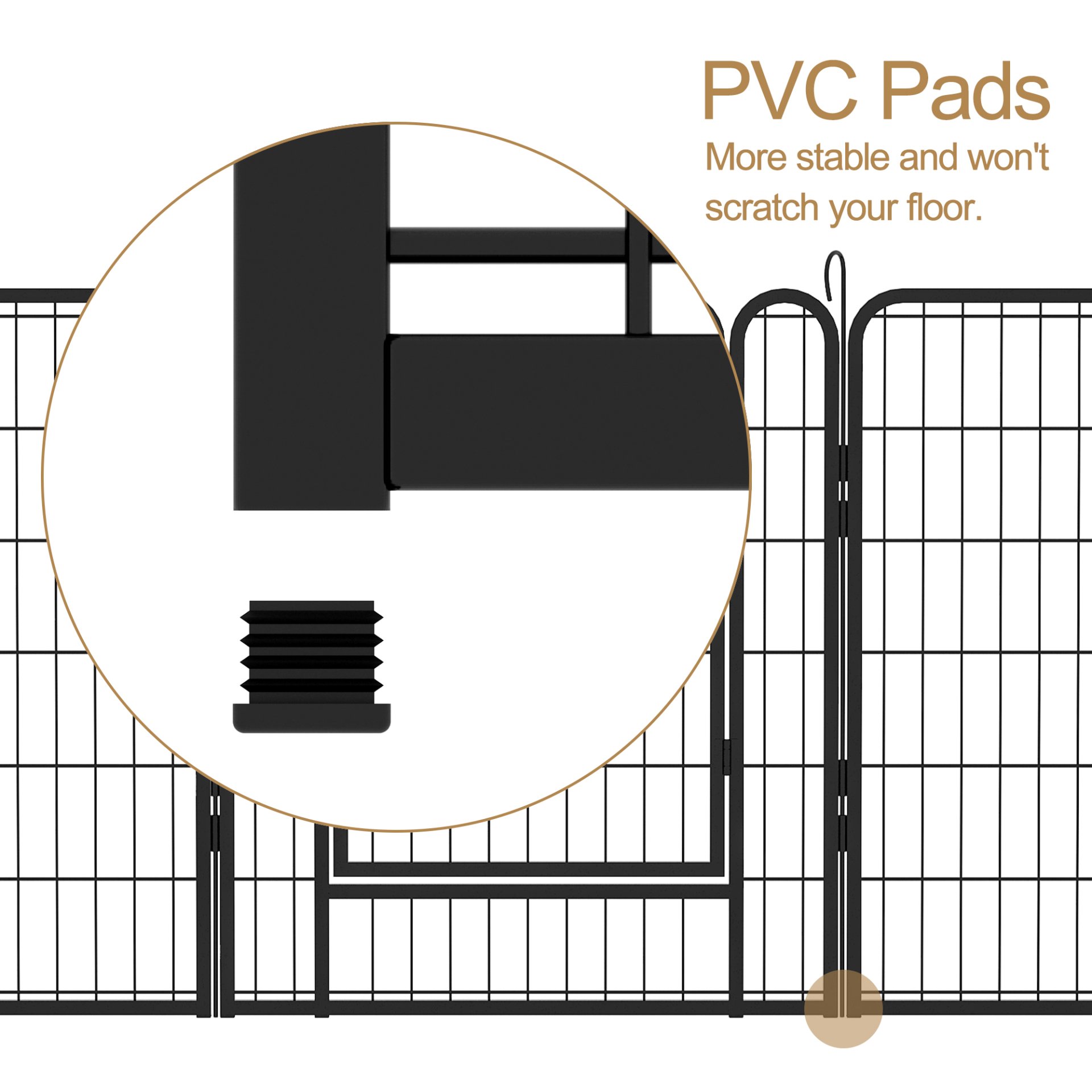 6 Panels Heavy Duty Metal Playpen With Door, Dog Fence Pet Exercise Pen For Outdoor, Indoor - Black - Image 14
