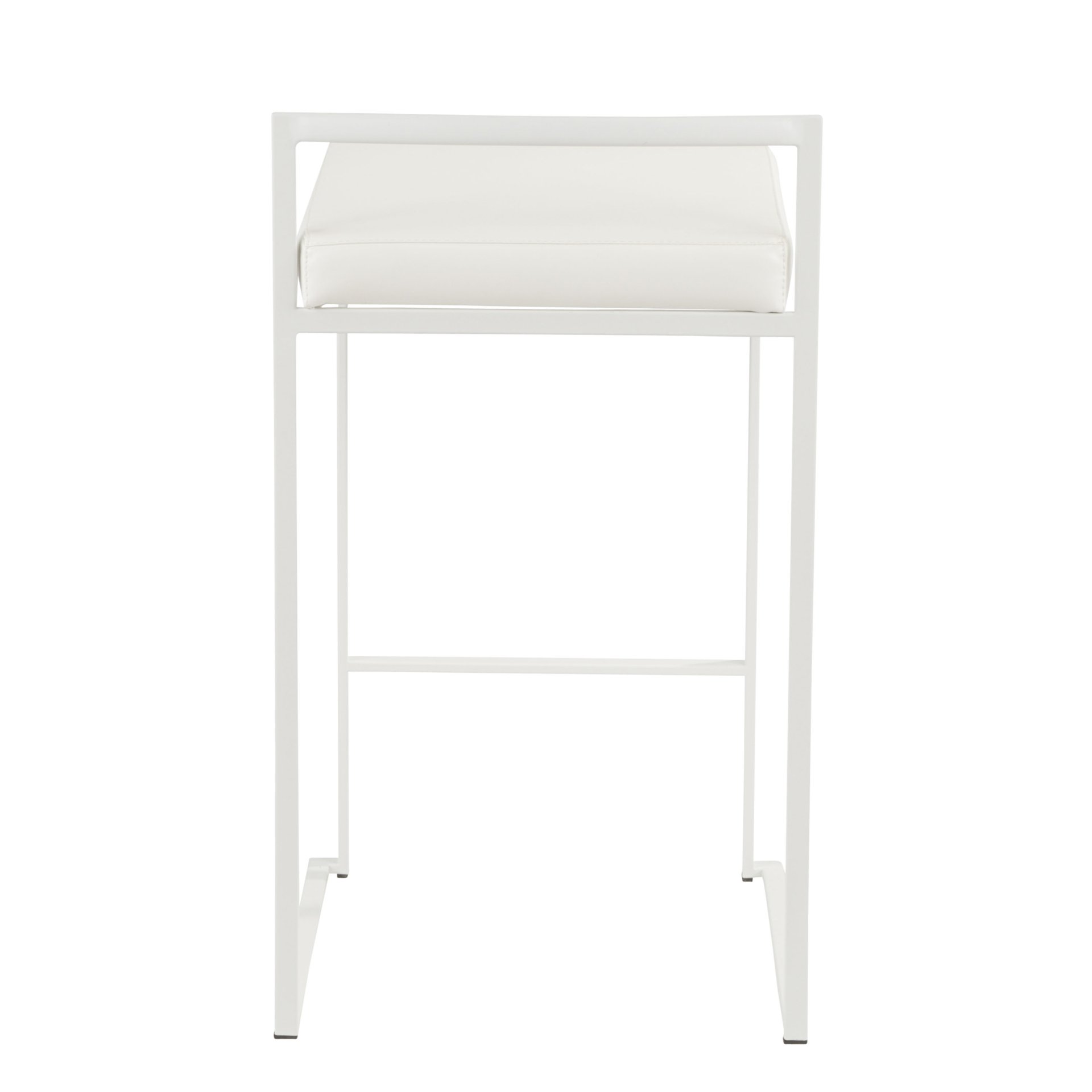 Fuji - Contemporary Stackable Counter Stool (Set of 2) - White - Faux Leather - Image 5