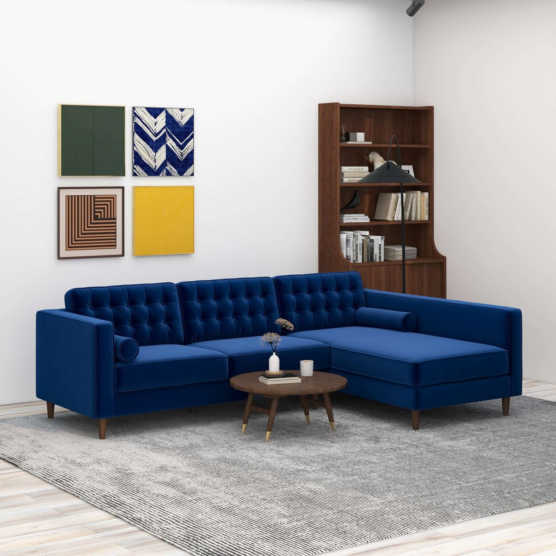 Christian - Sectional Sofa Right Facing - Blue - Image 5