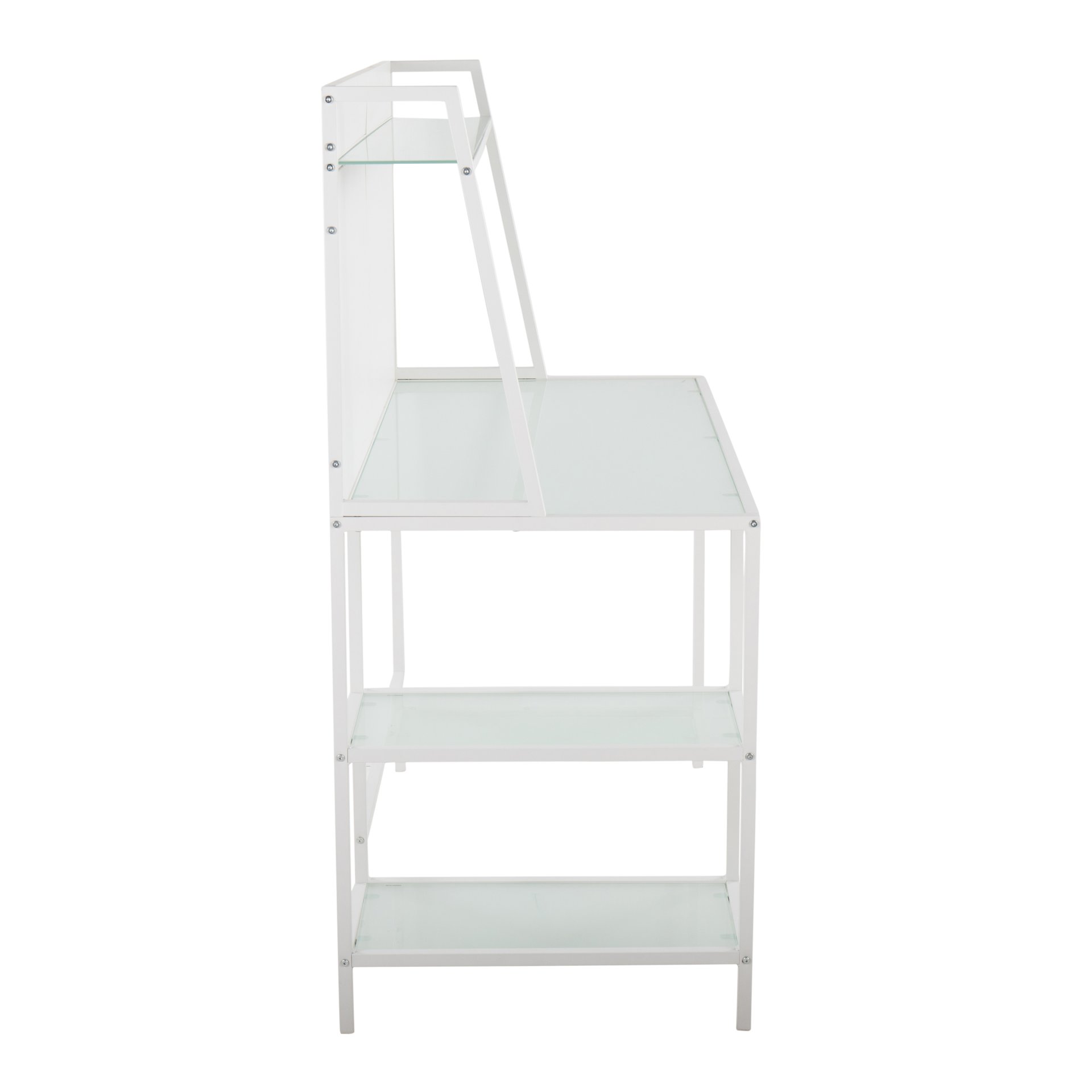 Geo - Tier Contemporary Desk - White / Frosted - Image 3