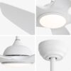 Indoor Ceiling Fan With 5 ABS Blades Remote Control Reversible Dc Motor For Living Room - White - Image 5