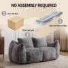 Giant Bean Bag Couch, Ultra Soft Fluffy Loveseat For Living Room Reading Chair With Pillows - Gray - Image 7