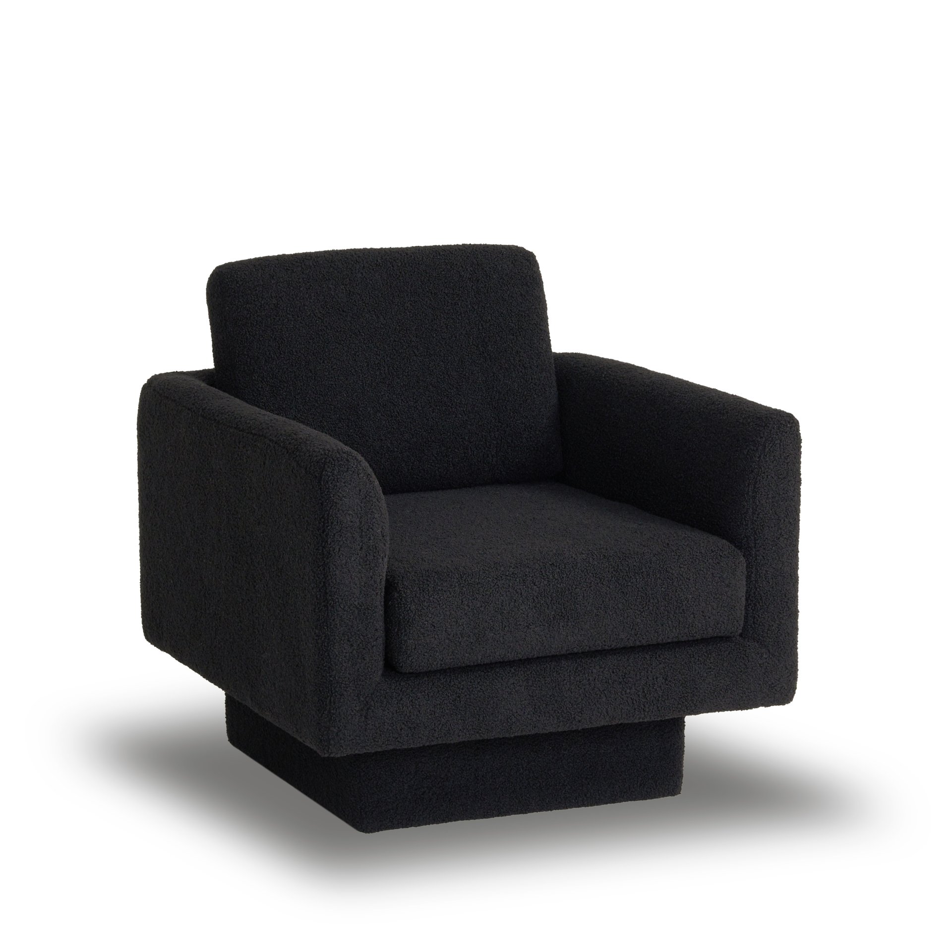 360° Modern Swivel Accent Chair Round Armchair, Thick Padded Single Lounge Sofa Upholstered Comfy - Black - Image 13