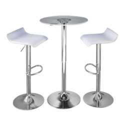 Spyra Ale - 3 Piece Contemporary Adjustable Bar With Light Up Set - Chrome / Clear / White