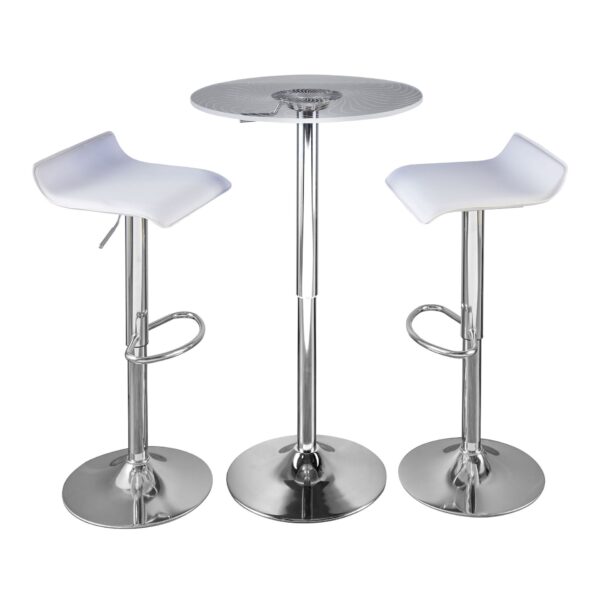 Spyra Ale - 3 Piece Contemporary Adjustable Bar With Light Up Set - Chrome / Clear / White