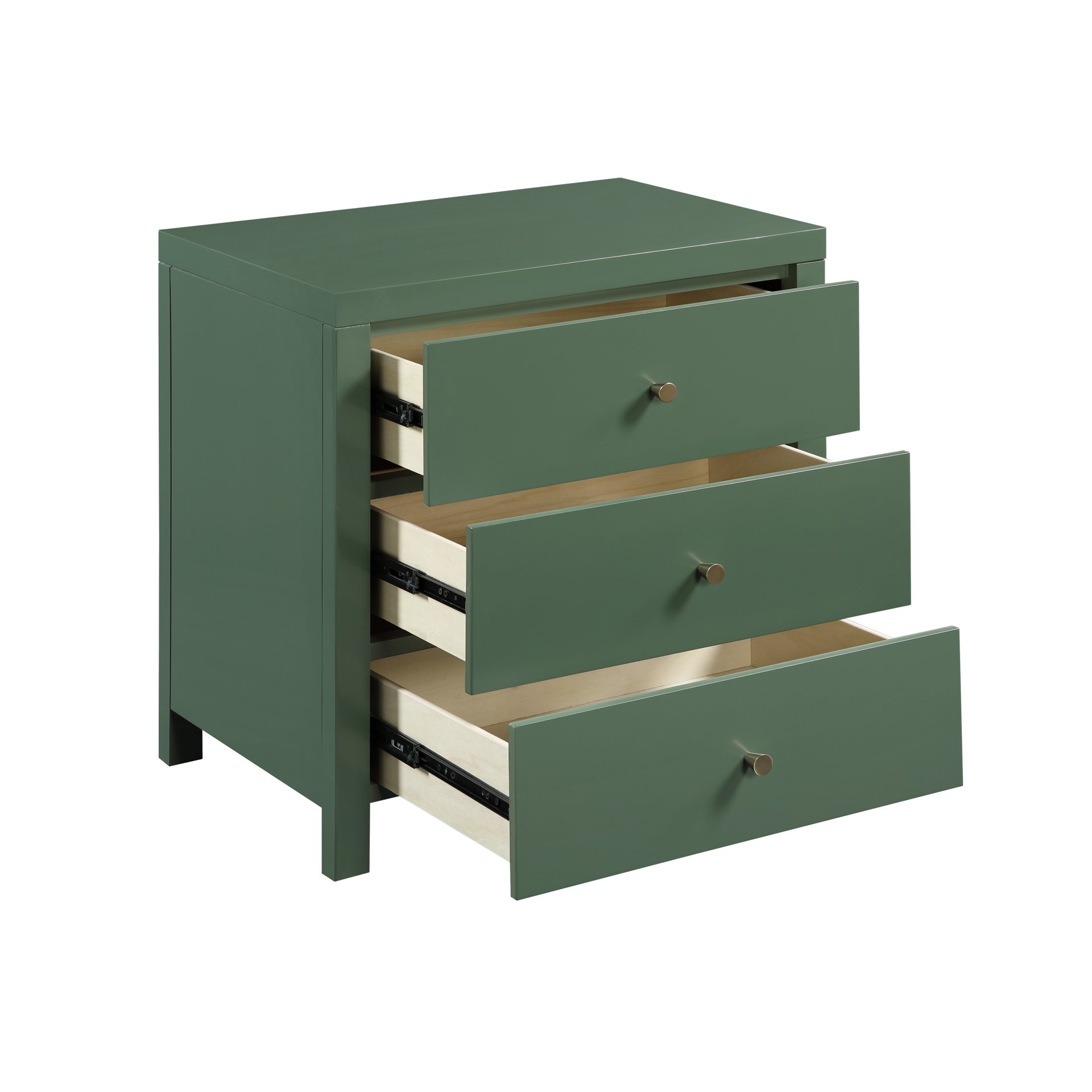 Nevarre - 3 Drawer Nightstand With Knobs - Antique Green - Image 5